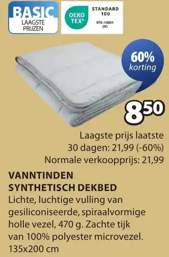 Jysk Vanntinden synthetisch dekbed aanbieding