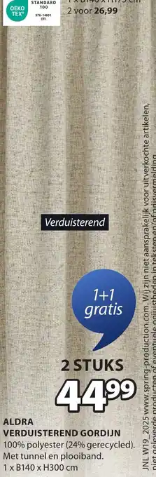 Jysk Aldra verduisterend gordijn aanbieding