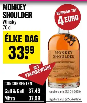 Dirck 3 Monkey shoulder whisky aanbieding