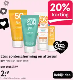 Etos Etos zonbescherming en aftersun aanbieding