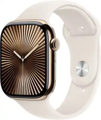 MediaMarkt APPLE Watch Series 10 GPS + Cellular 46mm Starlight Sport Band S/M Smartwatch Gold aanbieding
