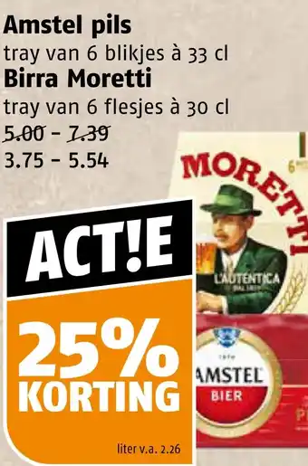 Poiesz Amstel pils en Birra Moretti aanbieding