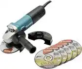 Bol.com Makita 9558HNRX1 Elektrische Haakse Slijper 840W - 125 mm met 5 Doorslijpschijven en afbraamschijf aanbieding