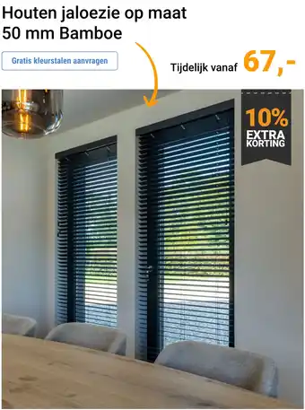 Raamdecoratie.com Houten jaloezie op maat 50 mm Bamboe aanbieding