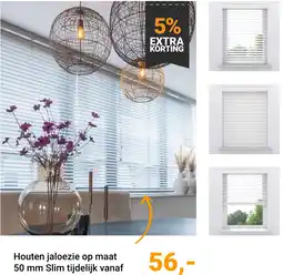 Raamdecoratie.com Houten jaloezie op maat 50 mm Slim aanbieding