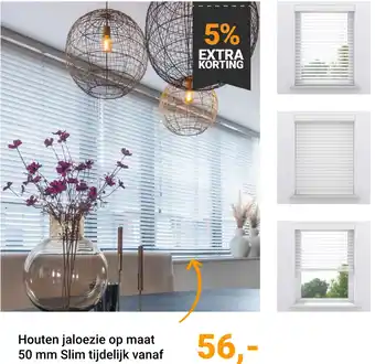 Raamdecoratie.com Houten jaloezie op maat 50 mm Slim aanbieding