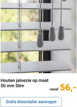Raamdecoratie.com Houten jaloezie op maat 50 mm Slim aanbieding