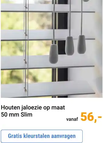 Raamdecoratie.com Houten jaloezie op maat 50 mm Slim aanbieding