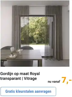Raamdecoratie.com Gordijn op maat Royal transparant | Vitrage aanbieding