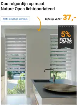 Raamdecoratie.com Duo rolgordijn op maat Nature Open lichtdoorlatend aanbieding