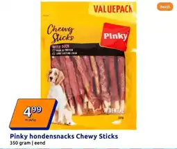 Action Pinky hondensnacks Chewy Sticks aanbieding