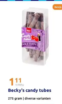 Action Becky's candy tubes aanbieding