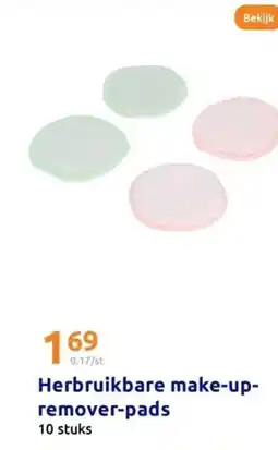Action Herbruikbare make-up remover pads aanbieding