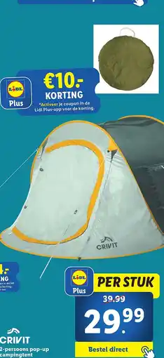 Lidl CRIVIT 2-persoons pop-up campingtent aanbieding