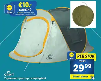 Lidl 2-persoons pop-up campingtent aanbieding