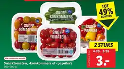 Lidl Snacktomaten, komkommers of paprika's aanbieding