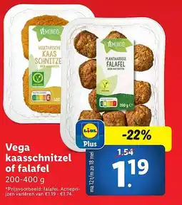 Lidl Vega kaasschnitzel of falafel aanbieding