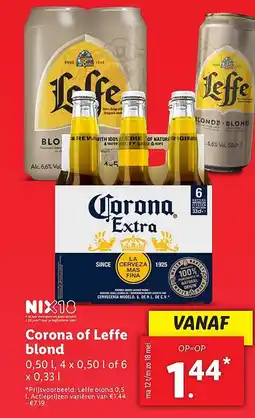 Lidl Corona of Leffe blond aanbieding