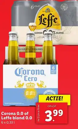 Lidl Corona 0.0 of Leffe blond 0.0 aanbieding