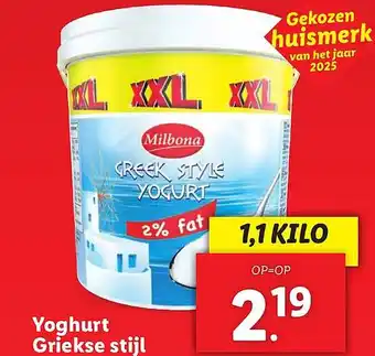 Lidl Yoghurt Griekse stijl aanbieding
