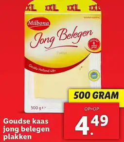 Lidl Goudse kaas jong belegen plakken aanbieding
