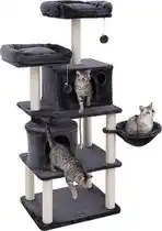 Bol.com Hoppa! Kattenboom - Krabpaal - Grijs - Fluweel - 154 cm aanbieding