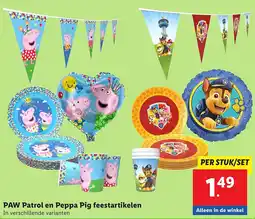 Lidl PAW Patrol en Peppa Pig feestartikelen aanbieding