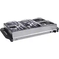 Amazon Tristar BP-6285 Buffet Serveerder – 2 X 2.4 L + 2 X 1 L capaciteit – Warmhoudfunctie, Zilver aanbieding