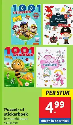 Lidl Puzzel of stickerboek aanbieding