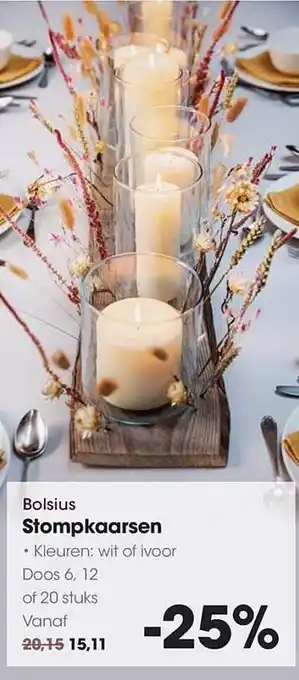 HANOS Bolsius Stompkaarsen aanbieding