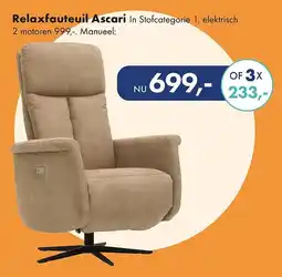 Woonsquare Relaxfauteuil Ascari In Stofcategorie 1, elektrisch aanbieding