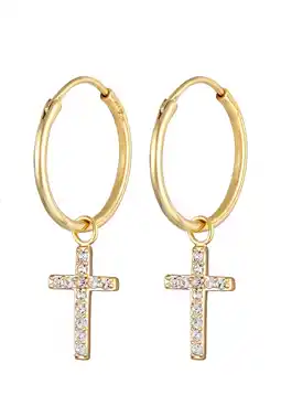 Douglas Elli Creools dames oorbellen kruis hanger geloof in 925 sterling zilver aanbieding