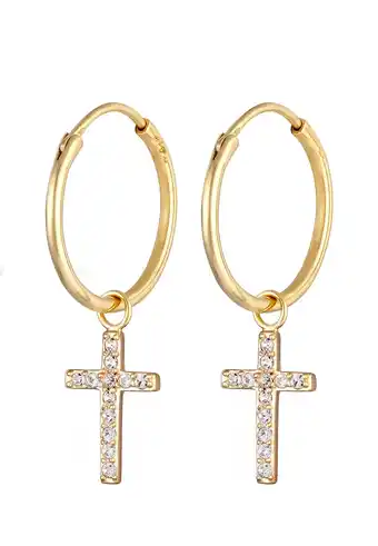 Douglas Elli Creools dames oorbellen kruis hanger geloof in 925 sterling zilver aanbieding