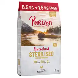 Zooplus 6,5 kg + 1,5 kg gratis! Purizon Graanvrij Droogvoer - Sterilised Adult Kip & Vis (6,5 kg + 1,5 kg) aanbieding