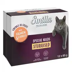 Zooplus 24 x 85 g Smilla Hapjes in Saus met Groenten - Sterilised met Zalm en Wortelen aanbieding