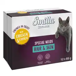 Zooplus 24 x 85 g Smilla Hapjes in Saus met Groenten - Hair & Skin met Kip en Wortelen aanbieding