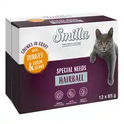 Zooplus 24 x 85 g Smilla Hapjes in Saus met Groenten - Hairball met Kalkoen en Sperziebonen aanbieding