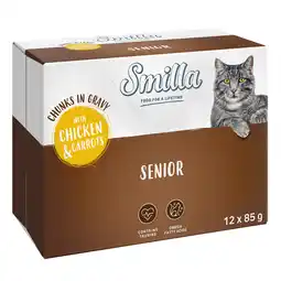 Zooplus 24 x 85 g Smilla Hapjes in Saus met Groenten - Senior mit met Kip en Wortelen aanbieding