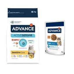 Zooplus 50% korting! 3 kg Advance droogvoer en 12 x 85 g Advance natvoer voor katten aanbieding