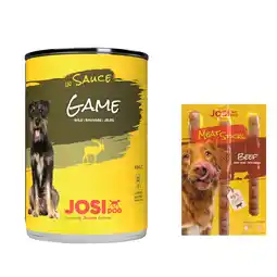 Zooplus 12 x 415 g JosiDog natvoer in saus + 33 g Meat Sticks hondensnacks gratis! aanbieding