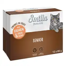 Zooplus 24 x 85 g Smilla Hapjes in Saus met Groenten - Senior met Zalm en Wortelen aanbieding