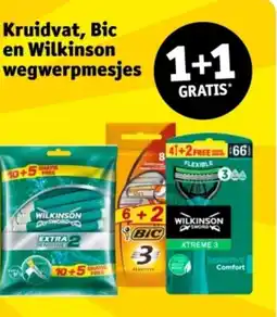 Kruidvat Kruidvat, Bic en Wilkinson wegwerpmesjes aanbieding