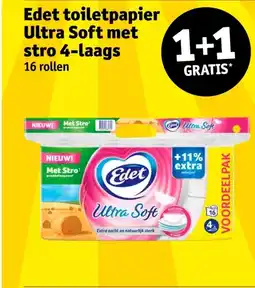 Kruidvat Edet toiletpapier Ultra Soft met stro 4 laags aanbieding