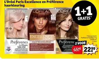 Kruidvat L'Oréal Paris Excellence en Préférence haarkleuring aanbieding