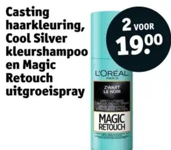 Kruidvat Casting haarkleuring, Cool Silver kleurshampoo en Magic Retouch uitgroeispray aanbieding