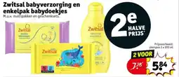 Kruidvat Zwitsal babyverzorging en enkelpak babydoekjes aanbieding