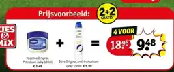 Kruidvat Vaseline Original Petroleum Jelly + Dove Original anti-transpirant aanbieding