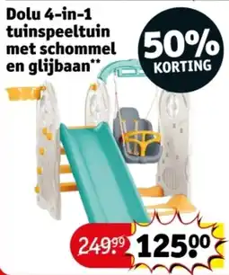 Kruidvat Dolu 4-in-1 tuinspeeltuin met schommel en glijbaan aanbieding