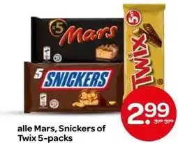 Spar alle Mars, Snickers of Twix 5-packs aanbieding
