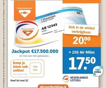 Albert Heijn Koop je loten ook online! aanbieding